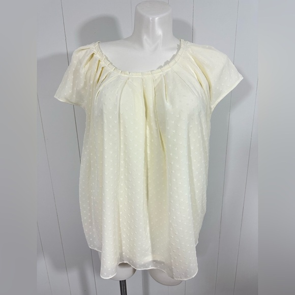 LC Lauren Conrad Swiss Dot Cap Sleeve Sheer Top Ivory Plus Size 2X Boho - Picture 1 of 11